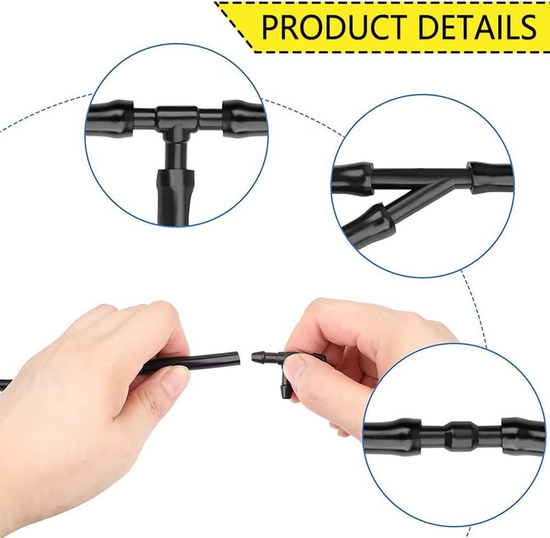 DWARFOO Windshield Washer Hose Kit, 3 Meter Washer Fluid Hose with 6 Pcs Hose Connectors, Universal Windshield Washer Nozzles Kit for Windshield Washer Nozzle Installation, Connect Car Water Pump and Nozzles - Image 3